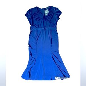NWT Ruiyige Blue Belted Bell Cocktail Dress Sz:XXL